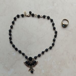 Erickson Beamon Black‎ and Gold Necklace With Accent Ring